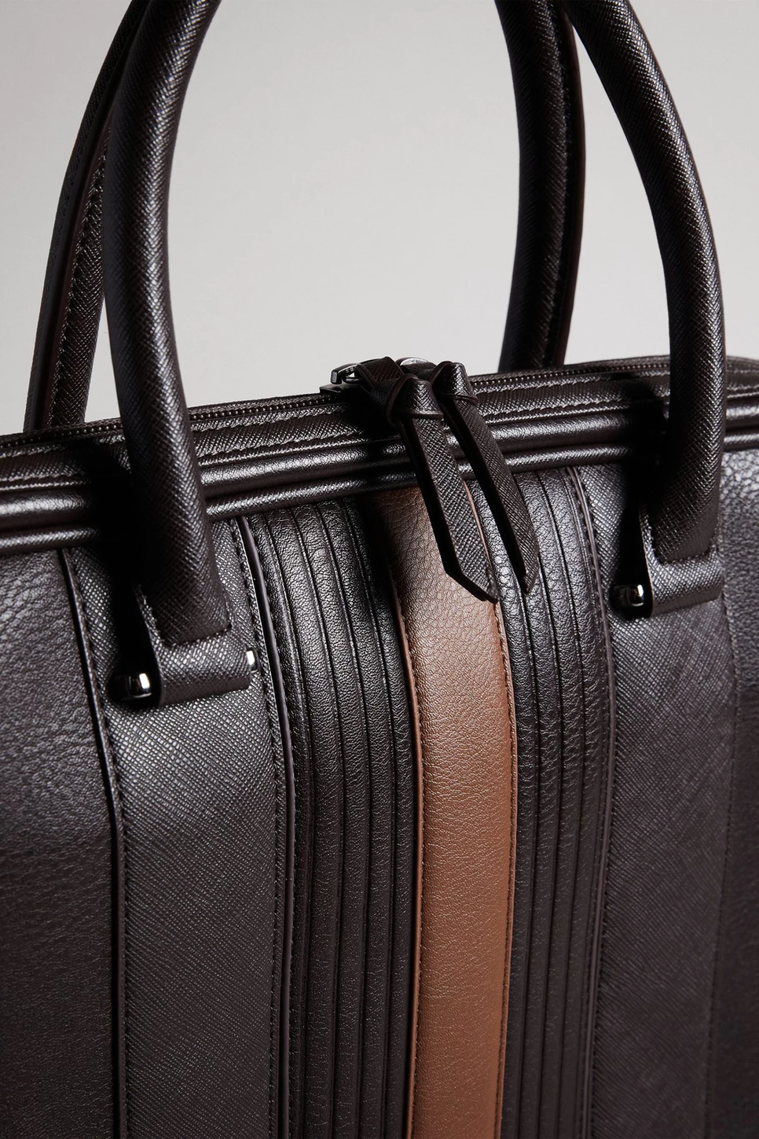 Ted Baker Brown Nevver Brn-Choc Striped Pu Document Bag - Image 4