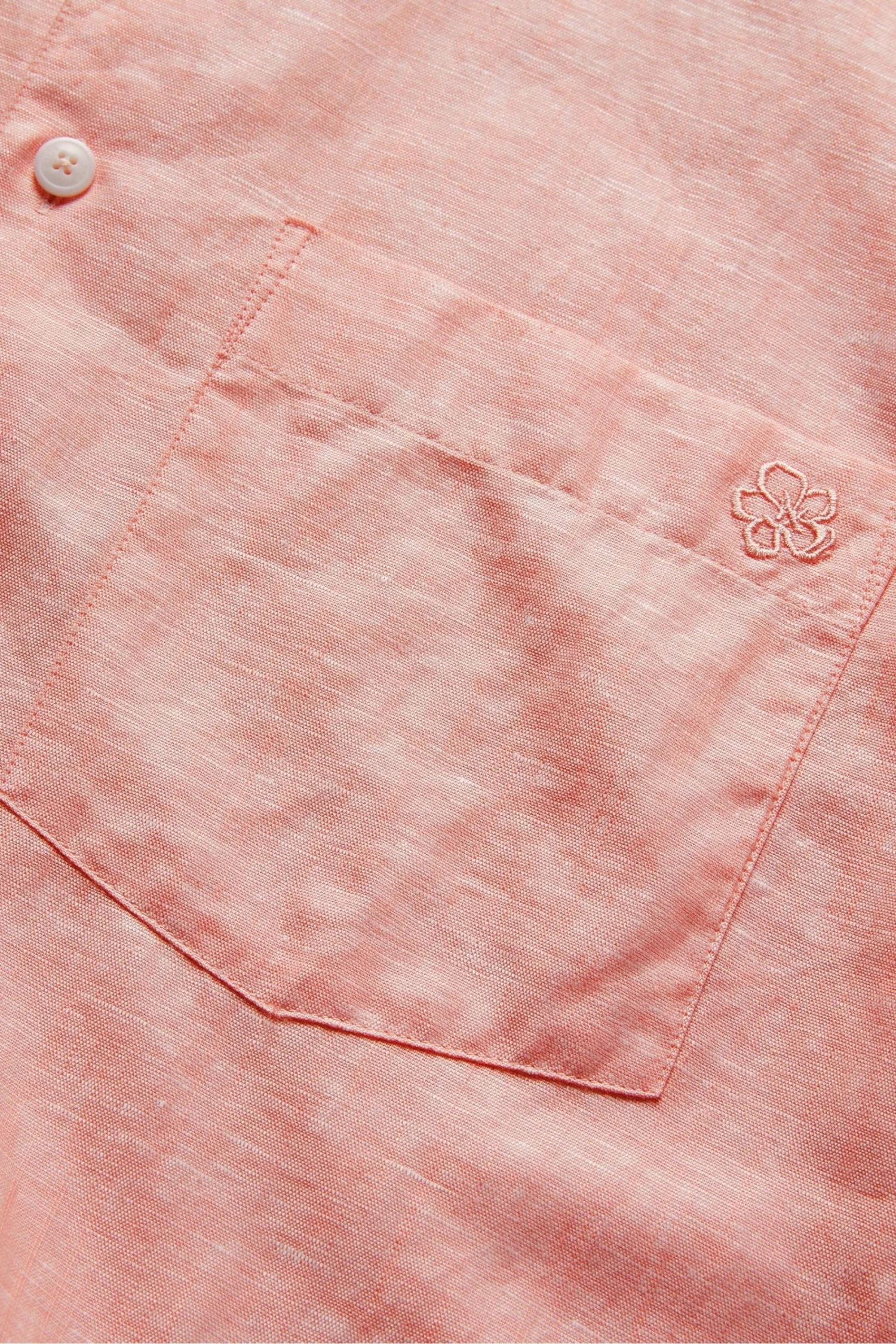 Ted Baker Remark Coral Pink Long Sleeve Linen Shirt - Image 4
