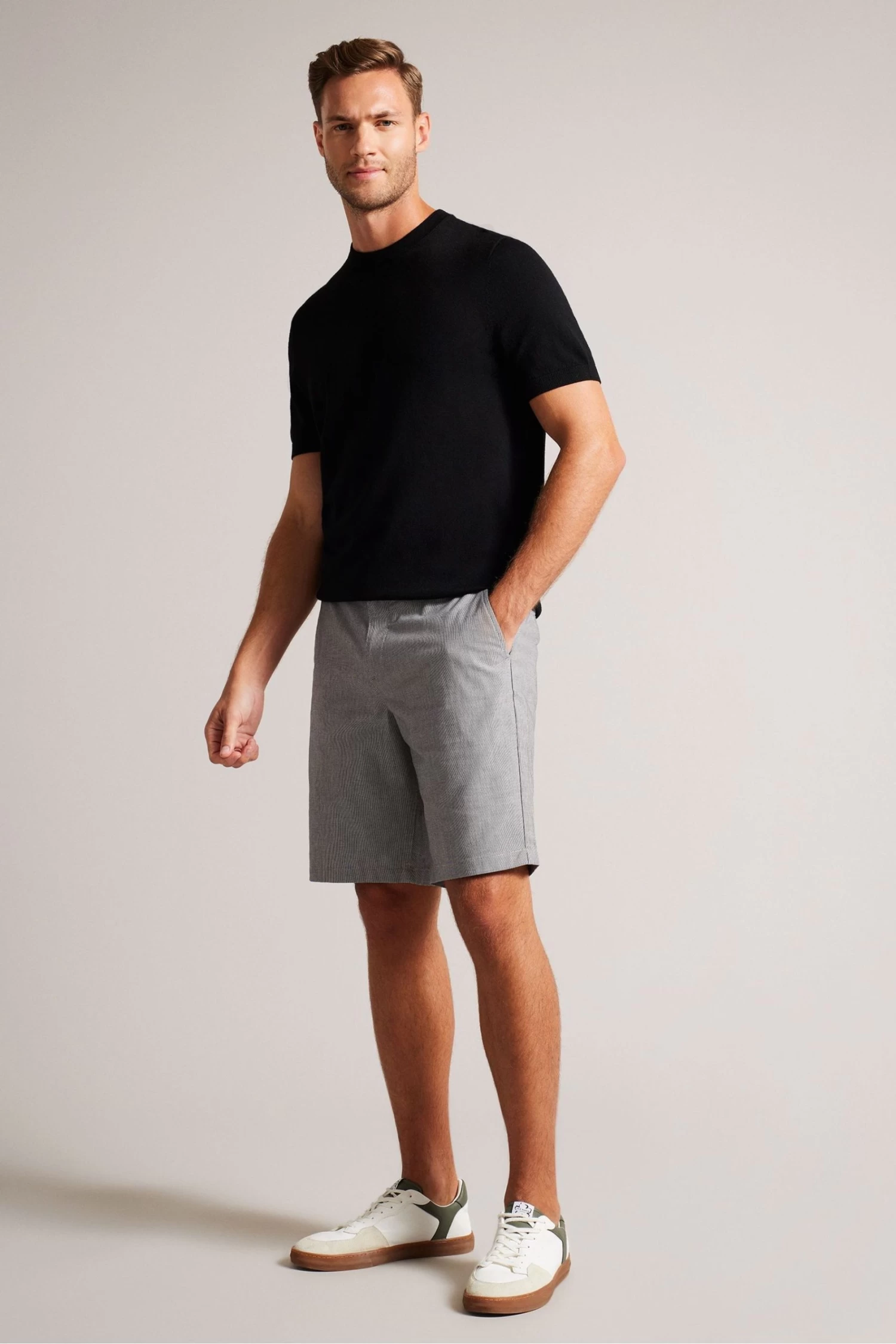 Ted Baker Grey Tura Regular Fit Dogtooth Shorts
