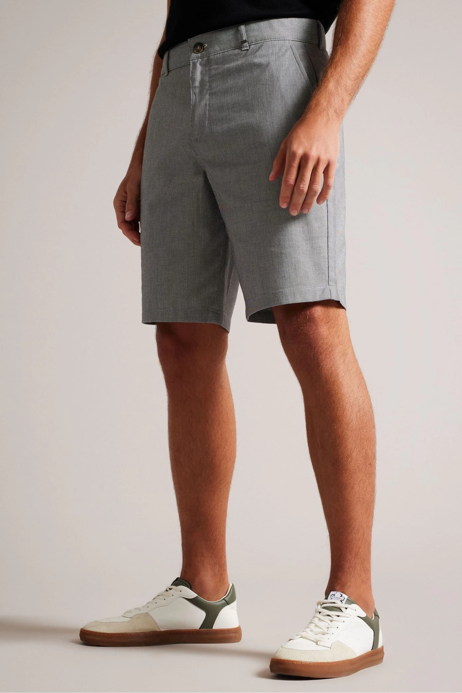 Ted Baker Grey Tura Regular Fit Dogtooth Shorts - Image 3