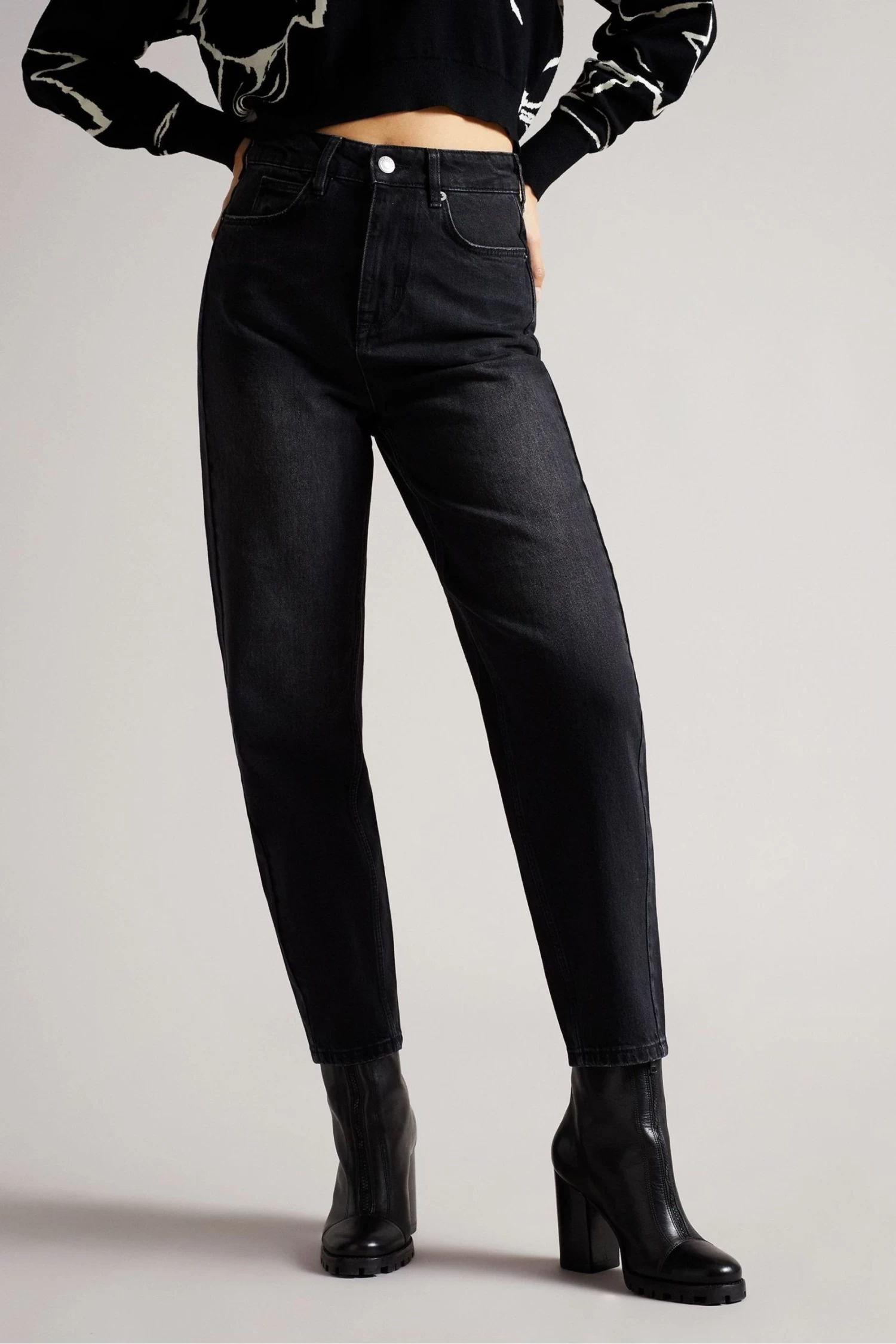 Ted Baker Black Barrel Denim Taper Leg Jeans - Image 3