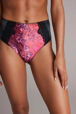 B By Ted Baker Pink Floral Satin High Waist Knickers