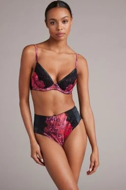 B By Ted Baker Pink Floral Satin Padded Plunge Bra