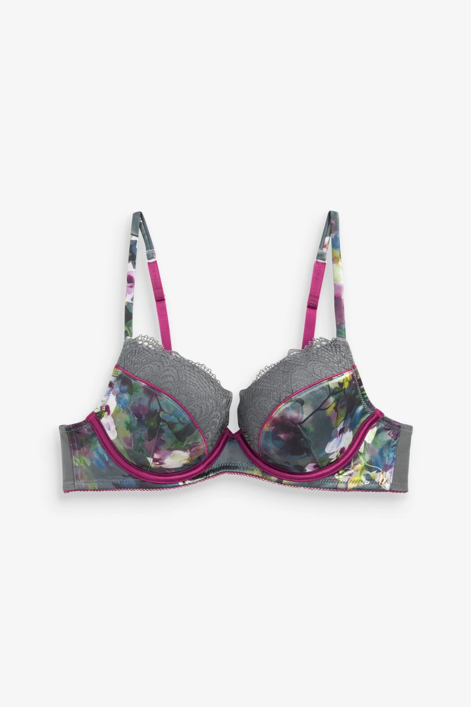 B By Ted Baker Charcoal Grey Floral Plunge Bra - Image 6