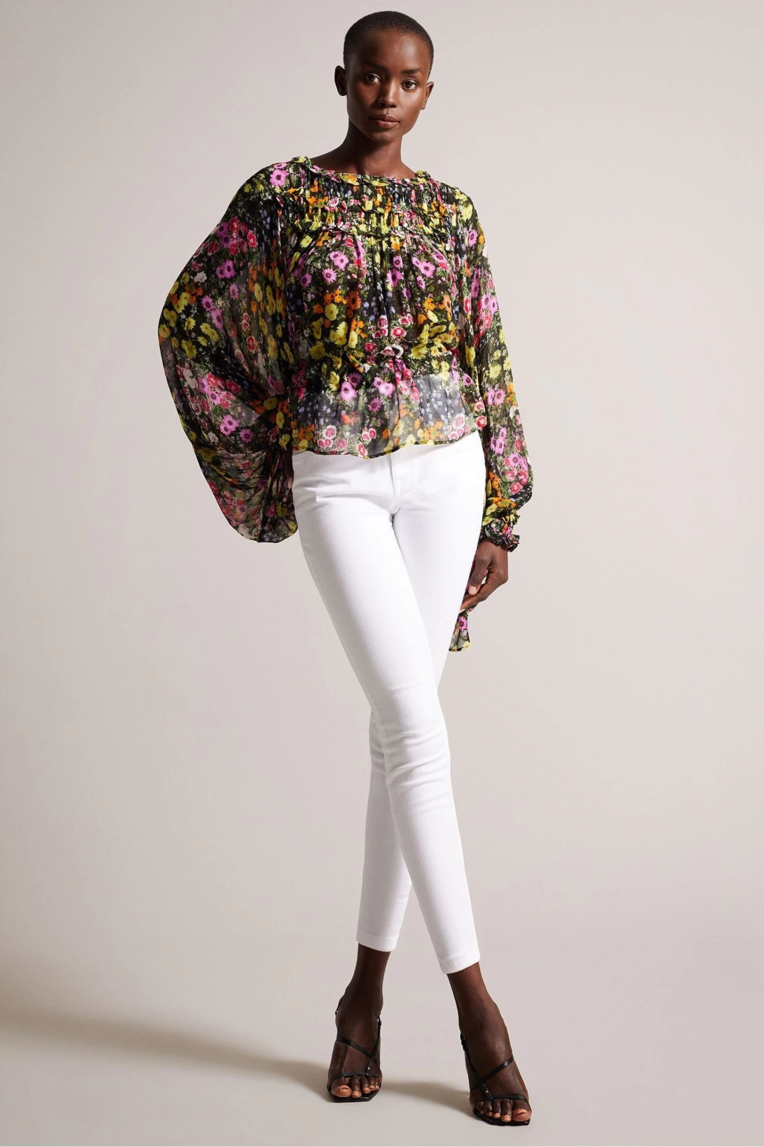 Ted Baker Saskiha Black Printed Blouse With Functional Waist Tie - Image 3