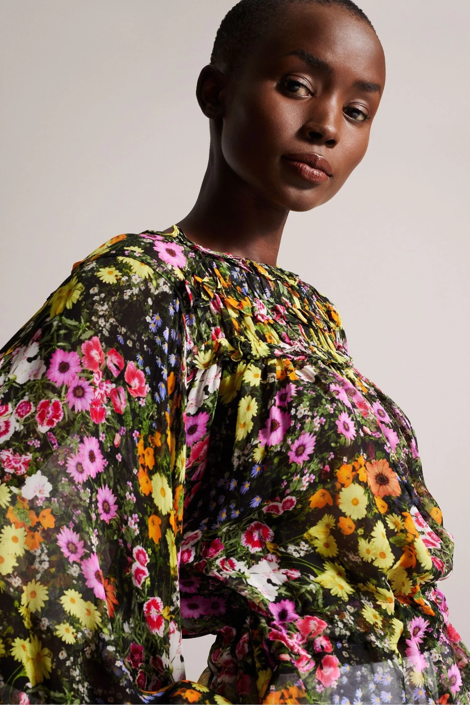 Ted Baker Saskiha Black Printed Blouse With Functional Waist Tie - Image 4