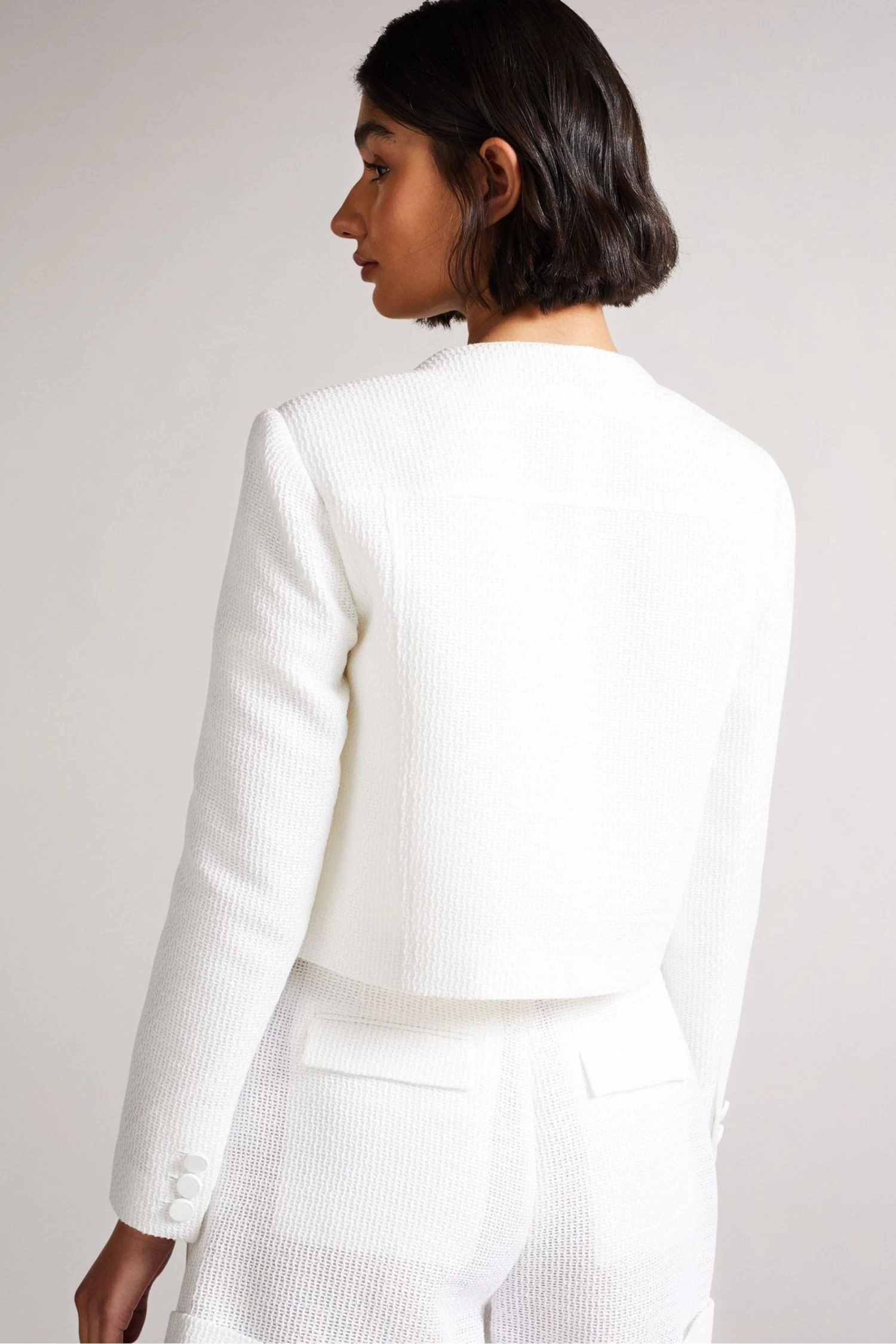 Ted Baker White Alera Cropped Boxy Jacket With Cargo Styling - Image 2