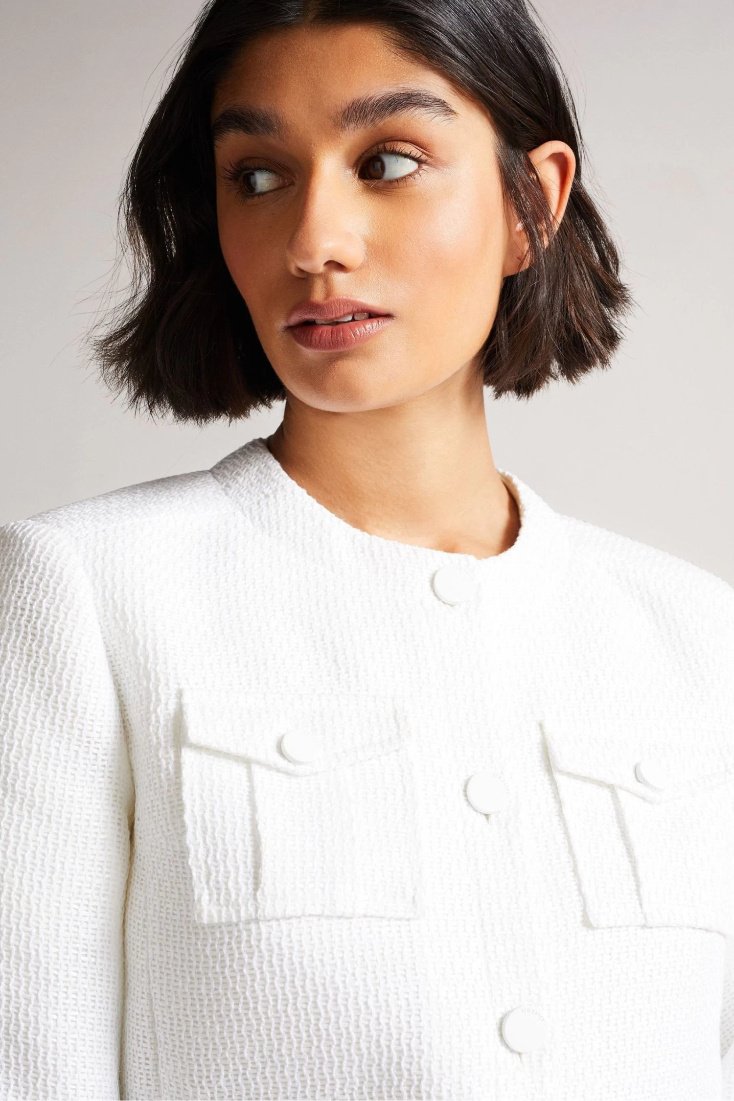 Ted Baker White Alera Cropped Boxy Jacket With Cargo Styling - Image 4