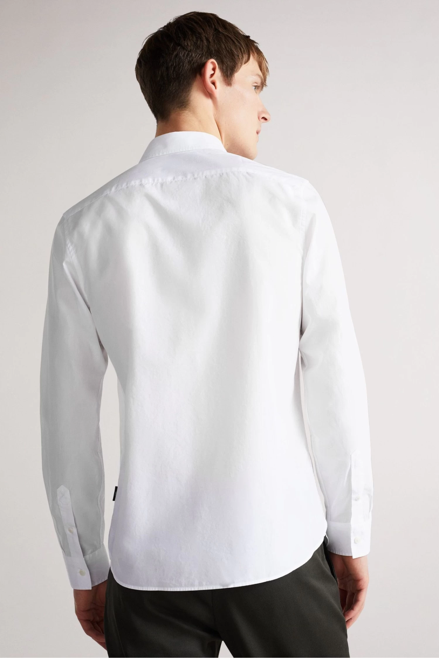 Ted Baker Men White Sonikk Long Sleeve Tonal Poplin Shirt - Image 2