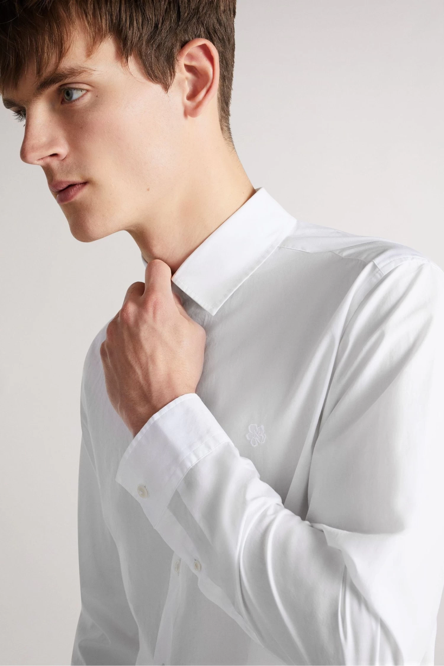 Ted Baker Men White Sonikk Long Sleeve Tonal Poplin Shirt - Image 3