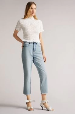 Ted Baker Blue Nellin Light Wash Rigid Straight Denim Jeans