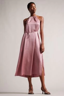 Ted Baker Pink Roxiey Halterneck Midi Dress