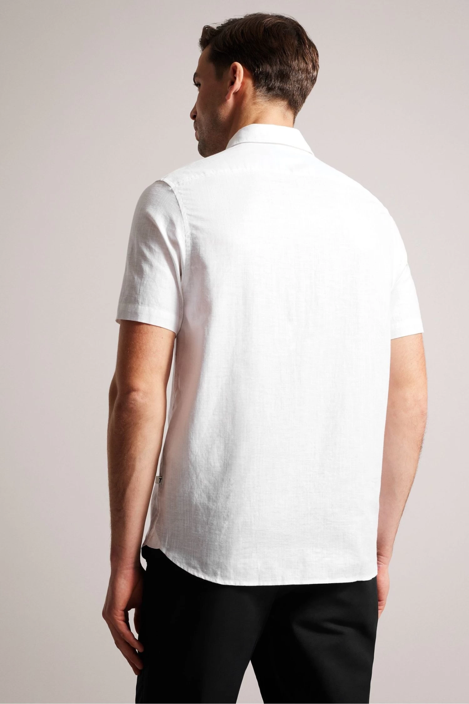 Ted Baker White Kingfrd Short Sleeve Linen Shirt - Image 5