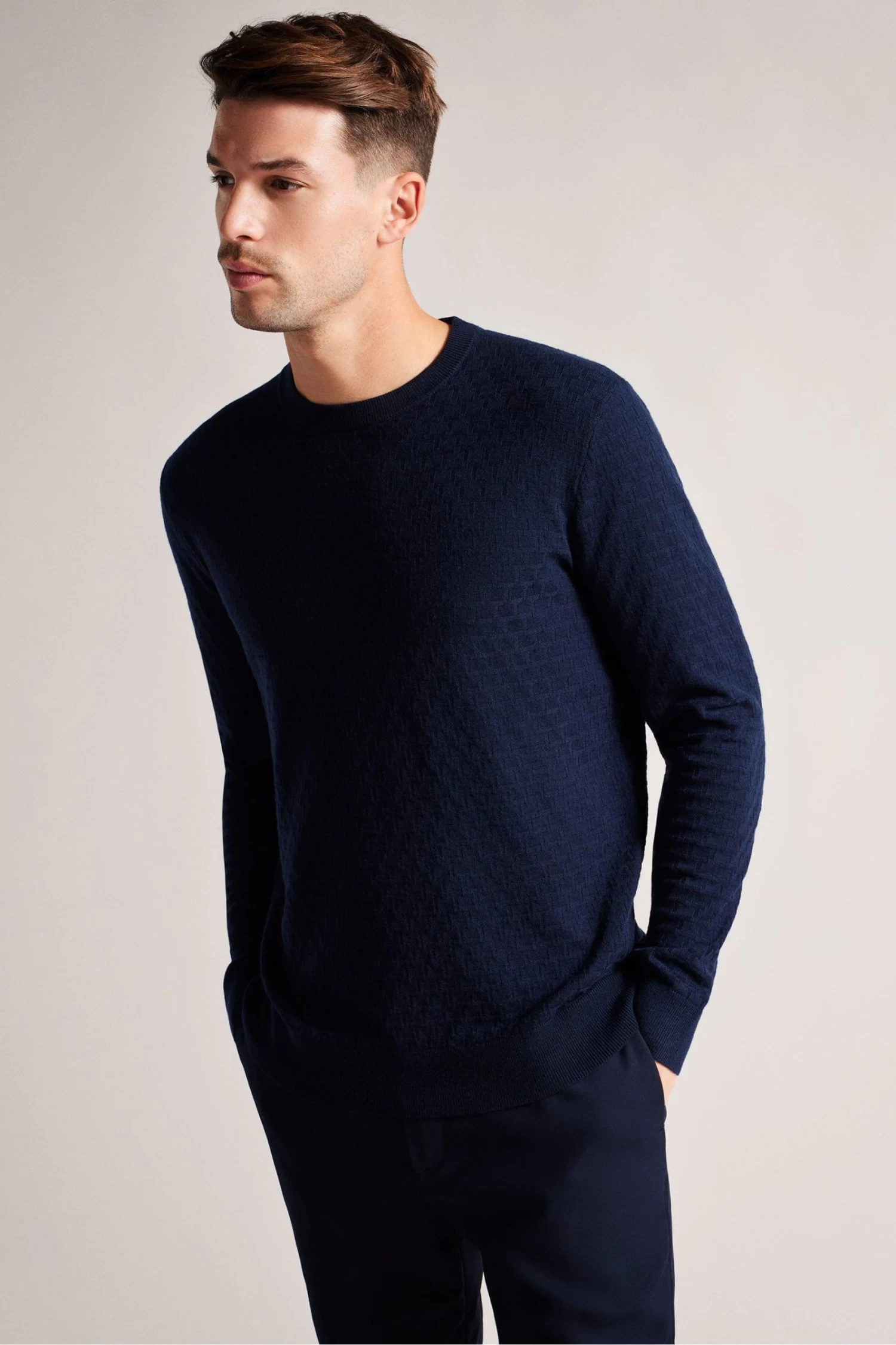 Ted Baker Blue Dartell Long Sleeved Regular T Stitched Crew Neck T-Shirt