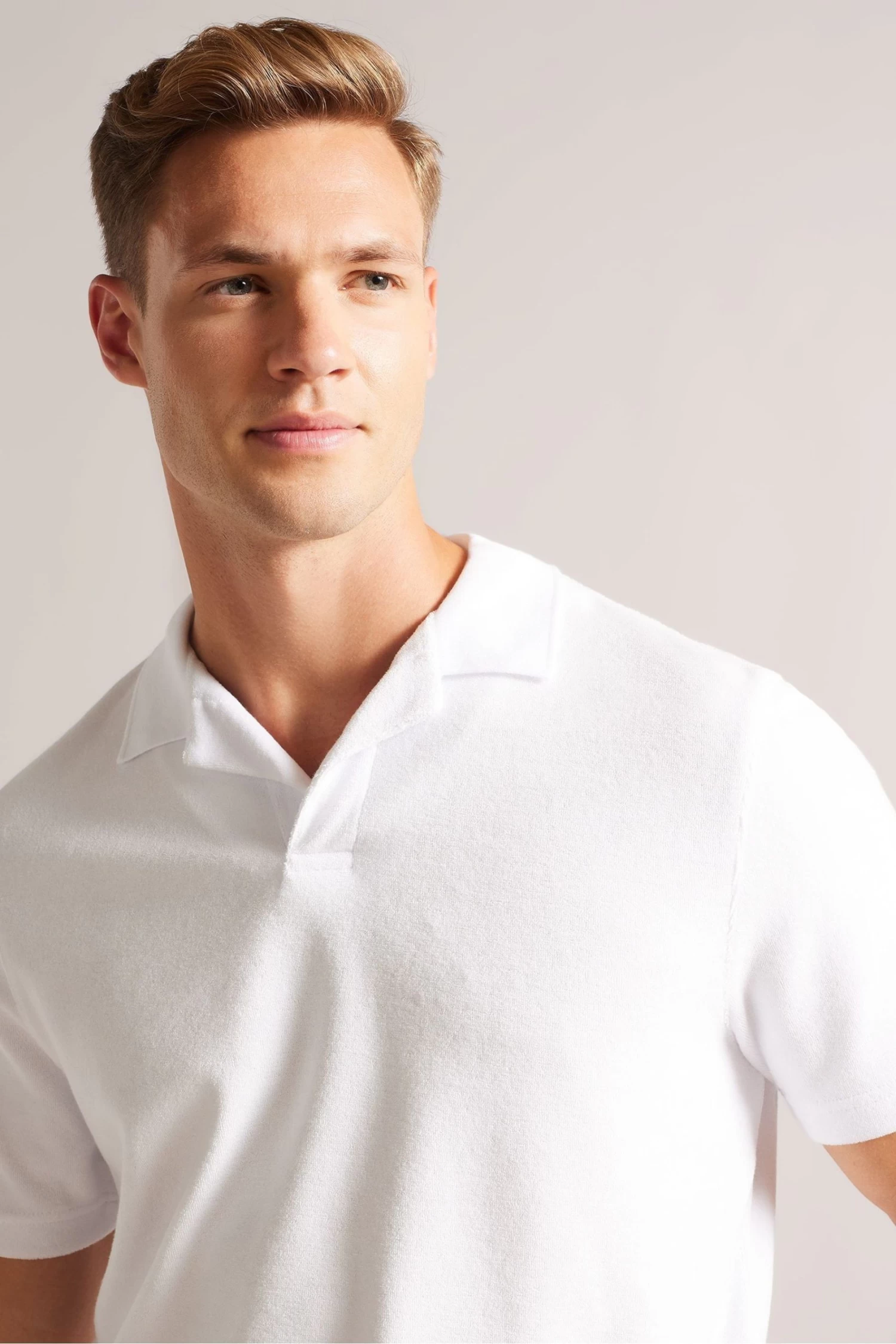 Ted Baker White Sndbank Short Sleeved Regular Fit Towelling Polo Shirt - Image 4