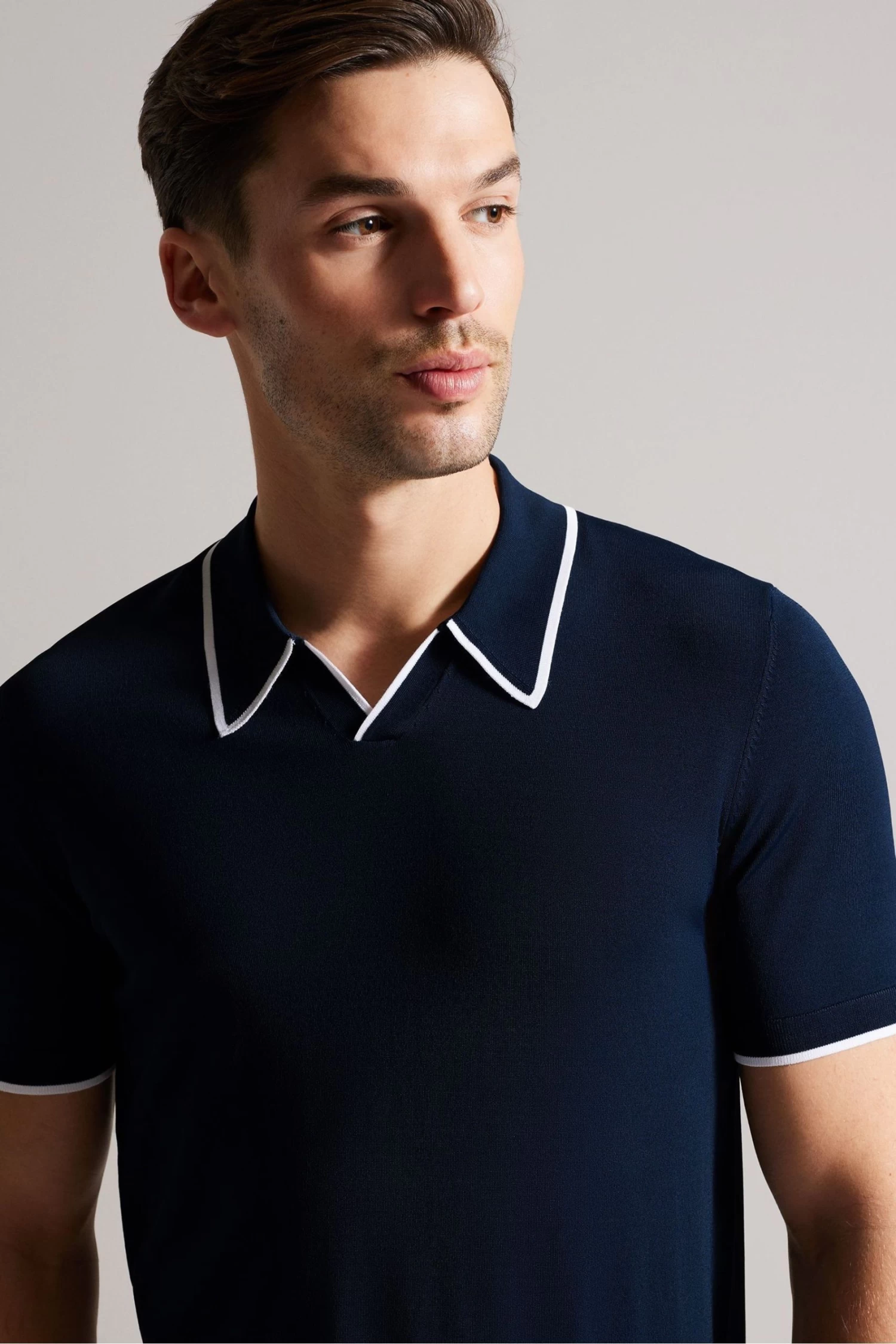 Ted Baker Blue Stortfo Short Sleeved Rayon Open Neck Polo Shirt - Image 4