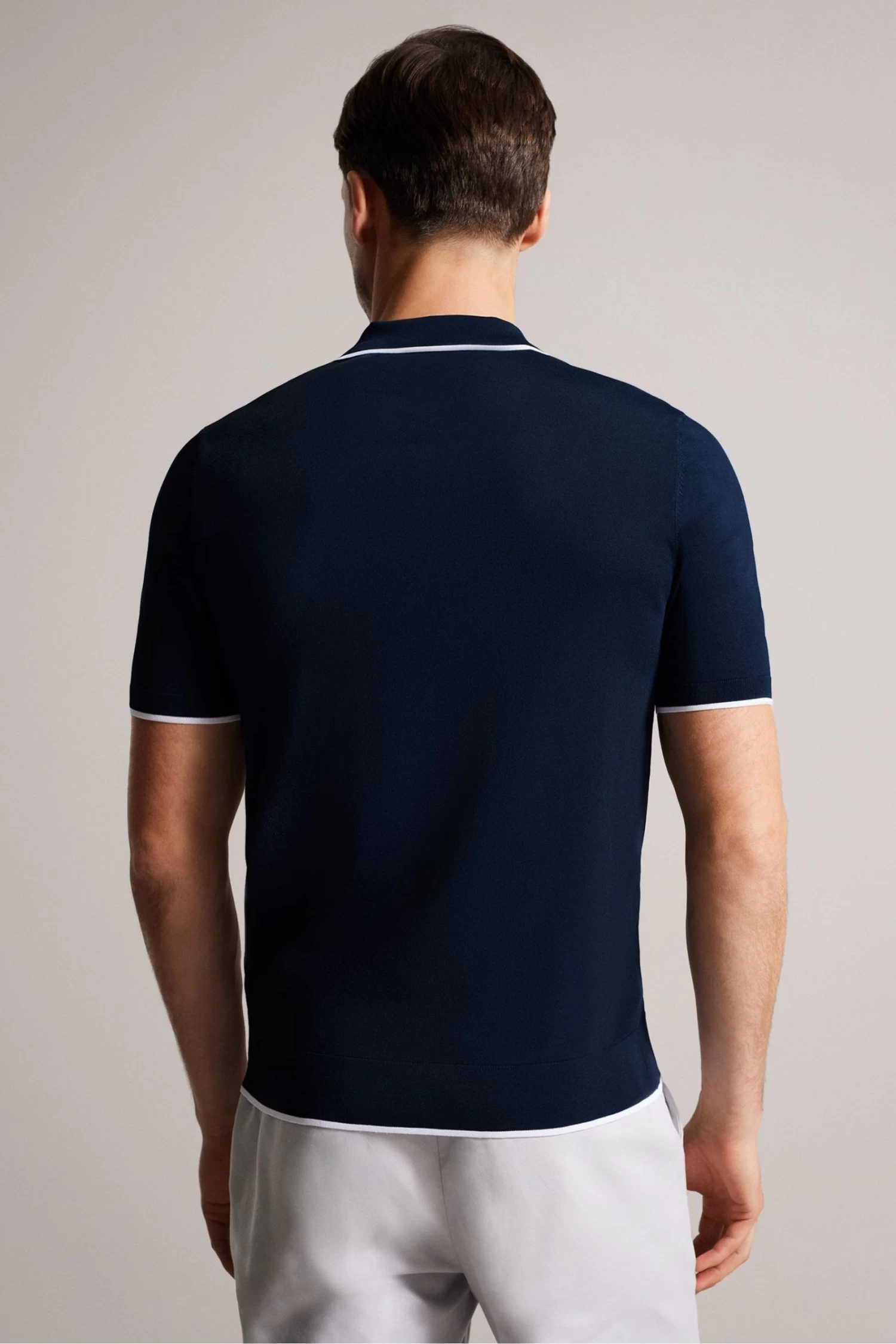 Ted Baker Blue Stortfo Short Sleeved Rayon Open Neck Polo Shirt - Image 5
