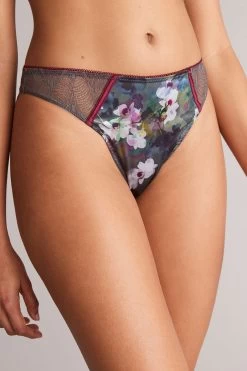 B By Ted Baker Charcoal Grey Floral High Leg Knickers