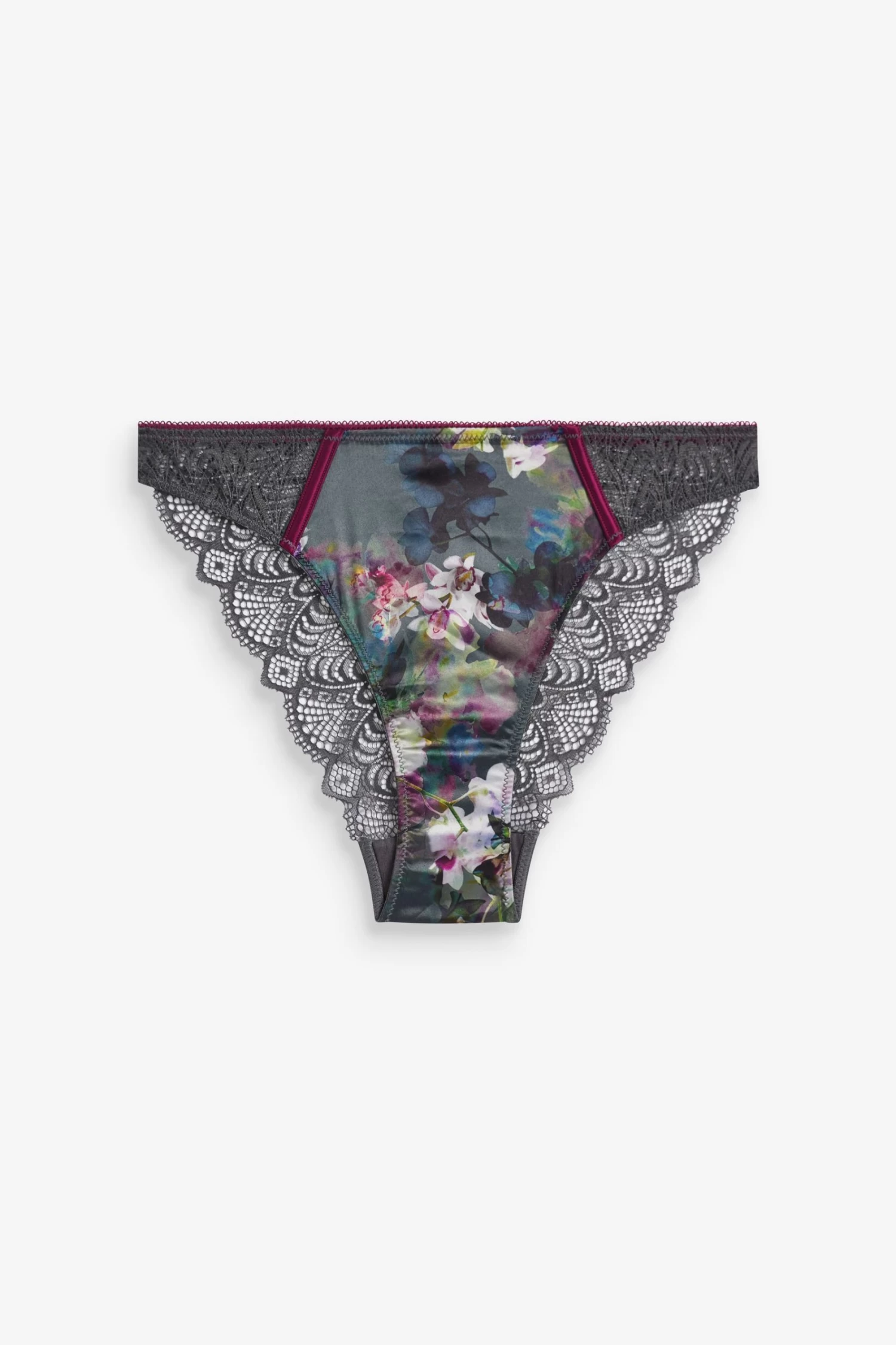 B By Ted Baker Charcoal Grey Floral High Leg Knickers - Image 4