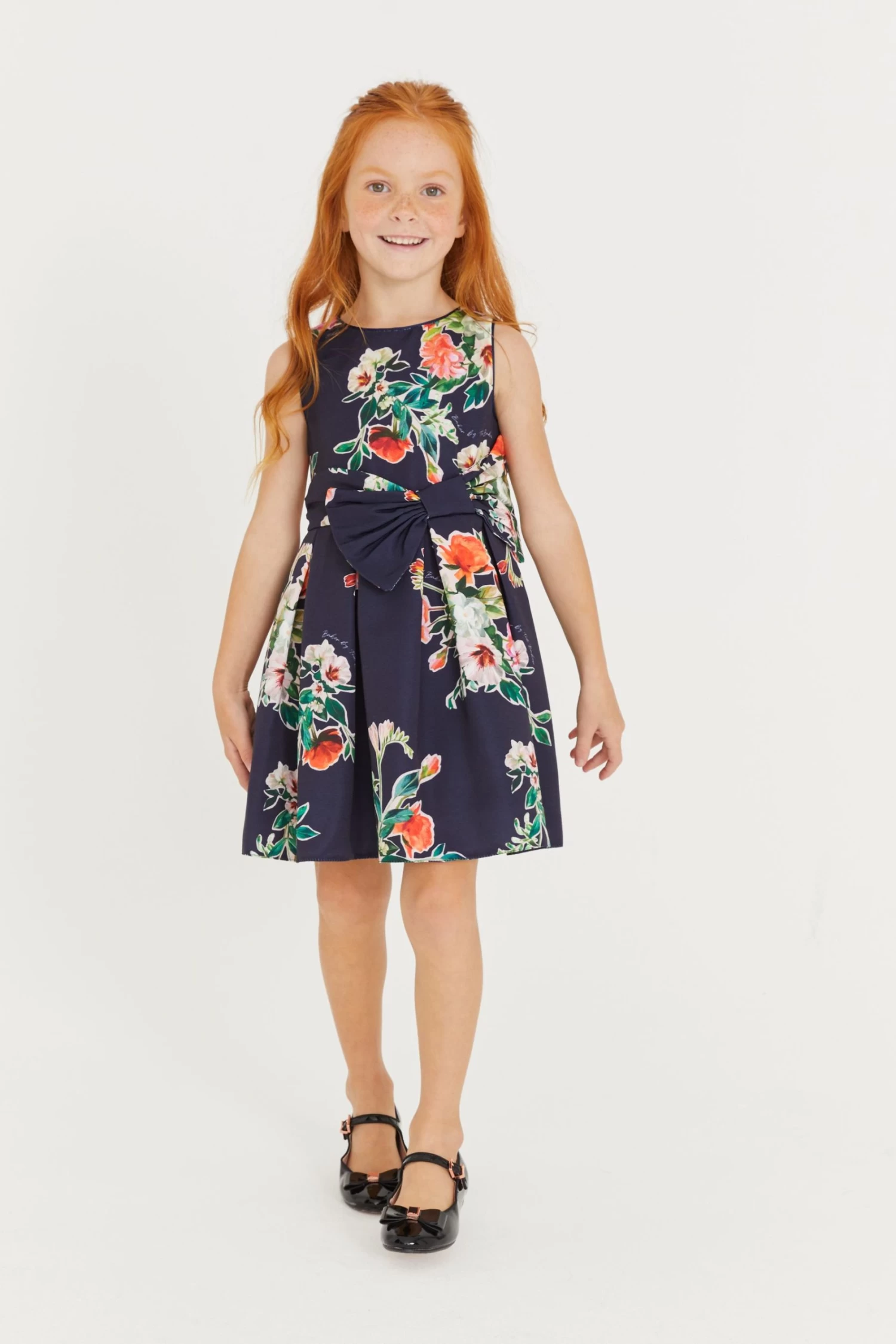 Baker By Ted Baker Navy Blue Floral Bow Dress