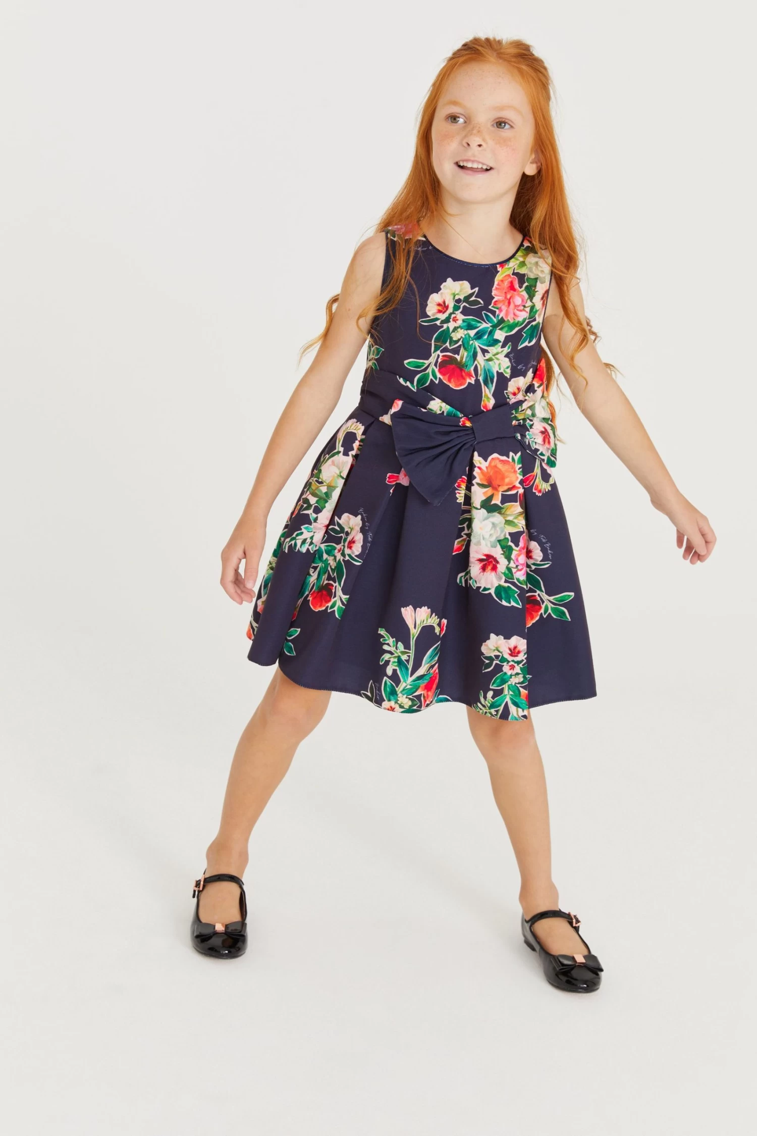 Baker By Ted Baker Navy Blue Floral Bow Dress - Image 2