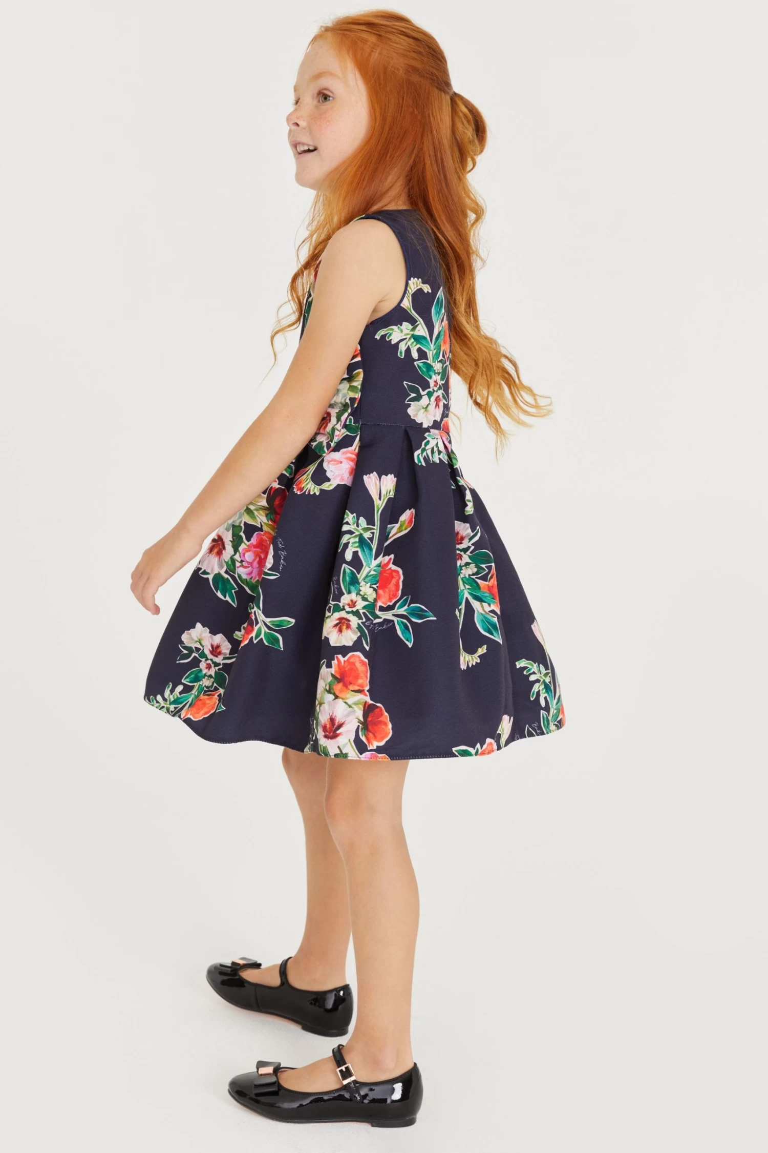 Baker By Ted Baker Navy Blue Floral Bow Dress - Image 4