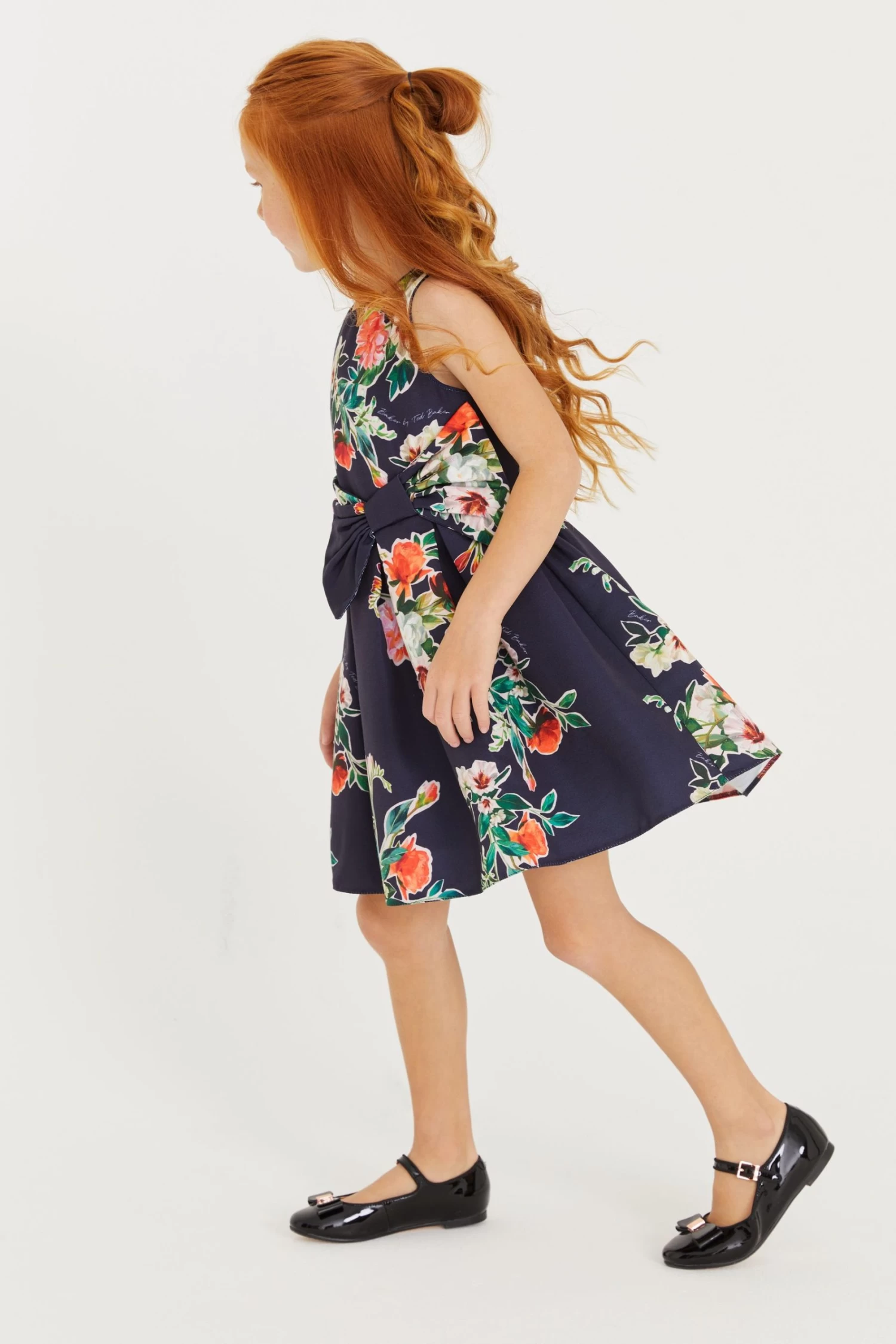 Baker By Ted Baker Navy Blue Floral Bow Dress - Image 5