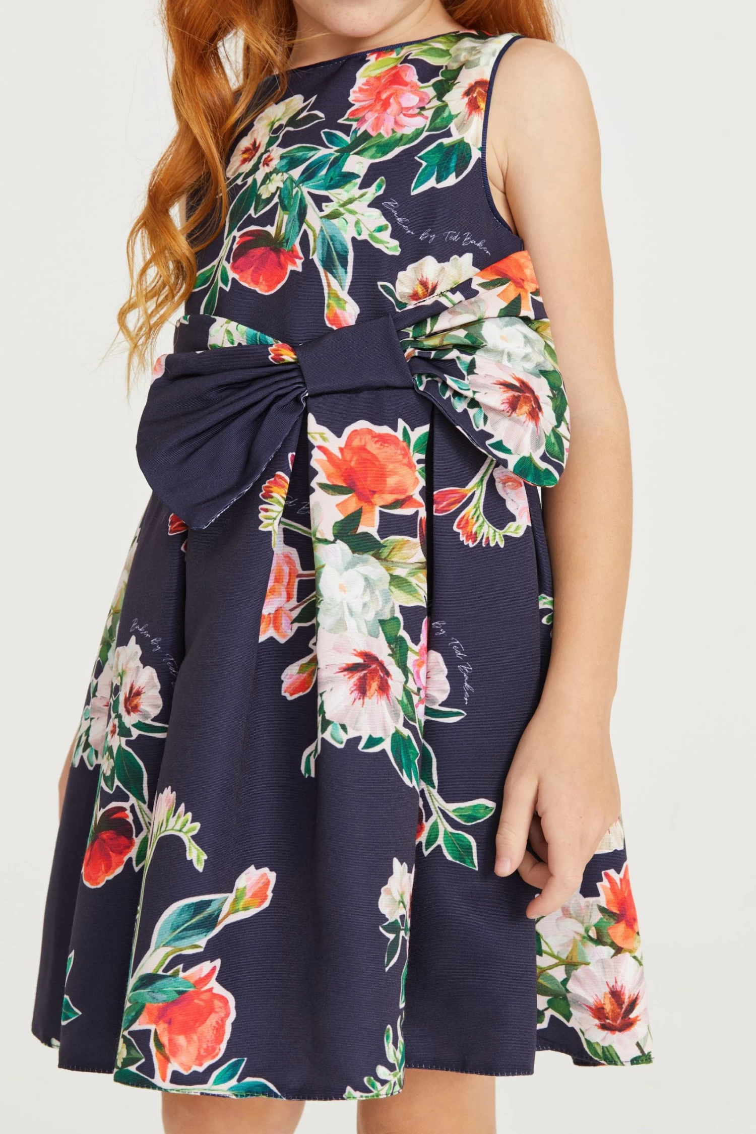 Baker By Ted Baker Navy Blue Floral Bow Dress - Image 6