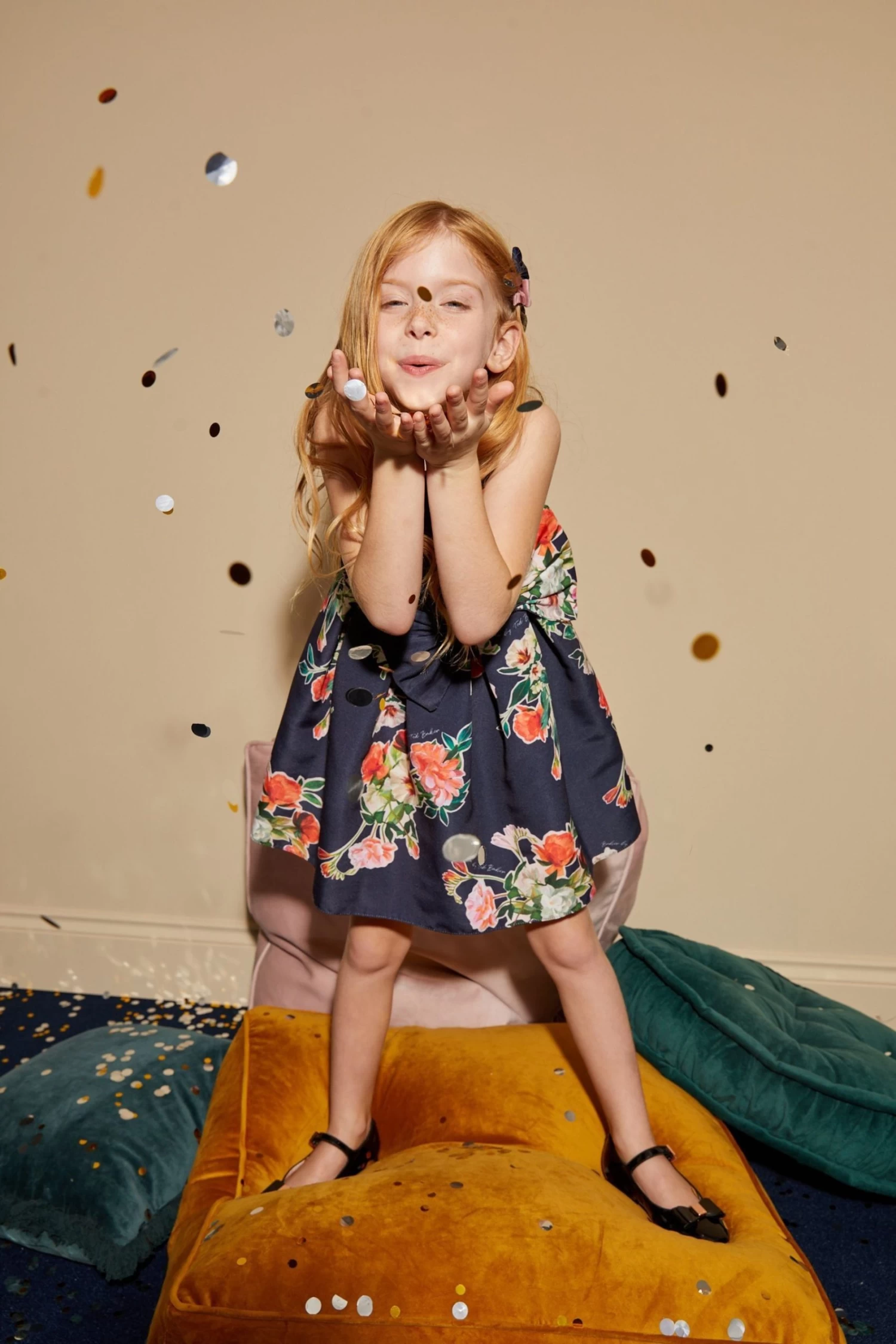 Baker By Ted Baker Navy Blue Floral Bow Dress - Image 7