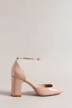Ted Baker Pink Keliy Strappy Chain Patent Closed Toe Heels