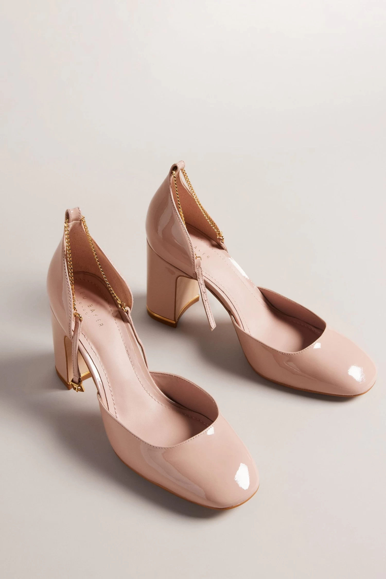 Ted Baker Pink Keliy Strappy Chain Patent Closed Toe Heels - Image 2