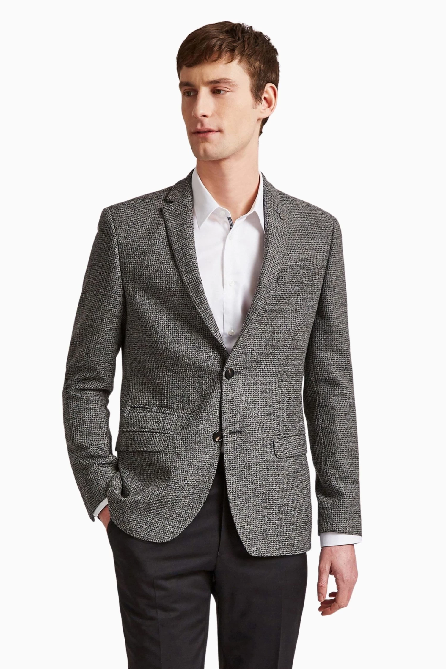Ted Baker Tailoring Grey Bouclé Structure Suit: Jacket