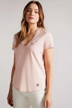 Ted Baker Pink Lovage Easy Fit V-Neck T-Shirt