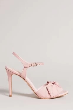 Ted Baker Heevia Dusky Pink Moire Satin Bow 90mm Heeled Sandals