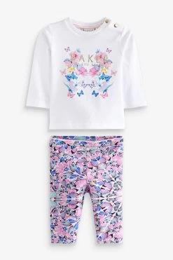 Baker By Ted Baker White Butterfly T-Shirt & Leggings Set