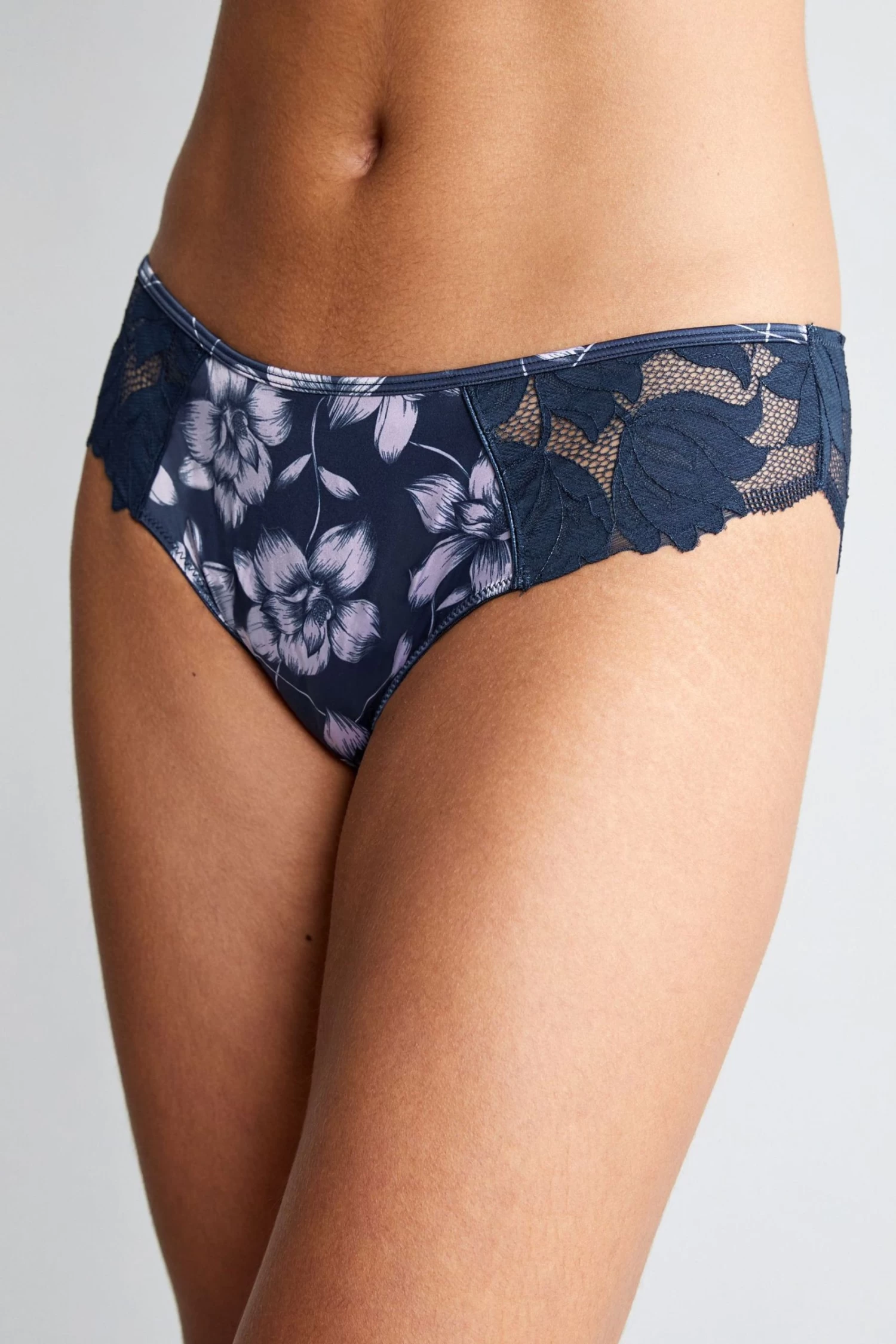 B By Ted Baker Navy/Lilac Satin Hipster Knicker