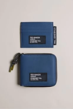 Ted Baker Blue Bentch Rubberised Wallet And Cardholder Giftset