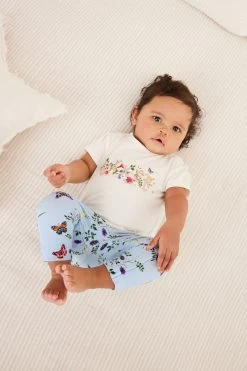 Baker By Ted Baker Blue Legging And Broderie Back T-Shirt Set