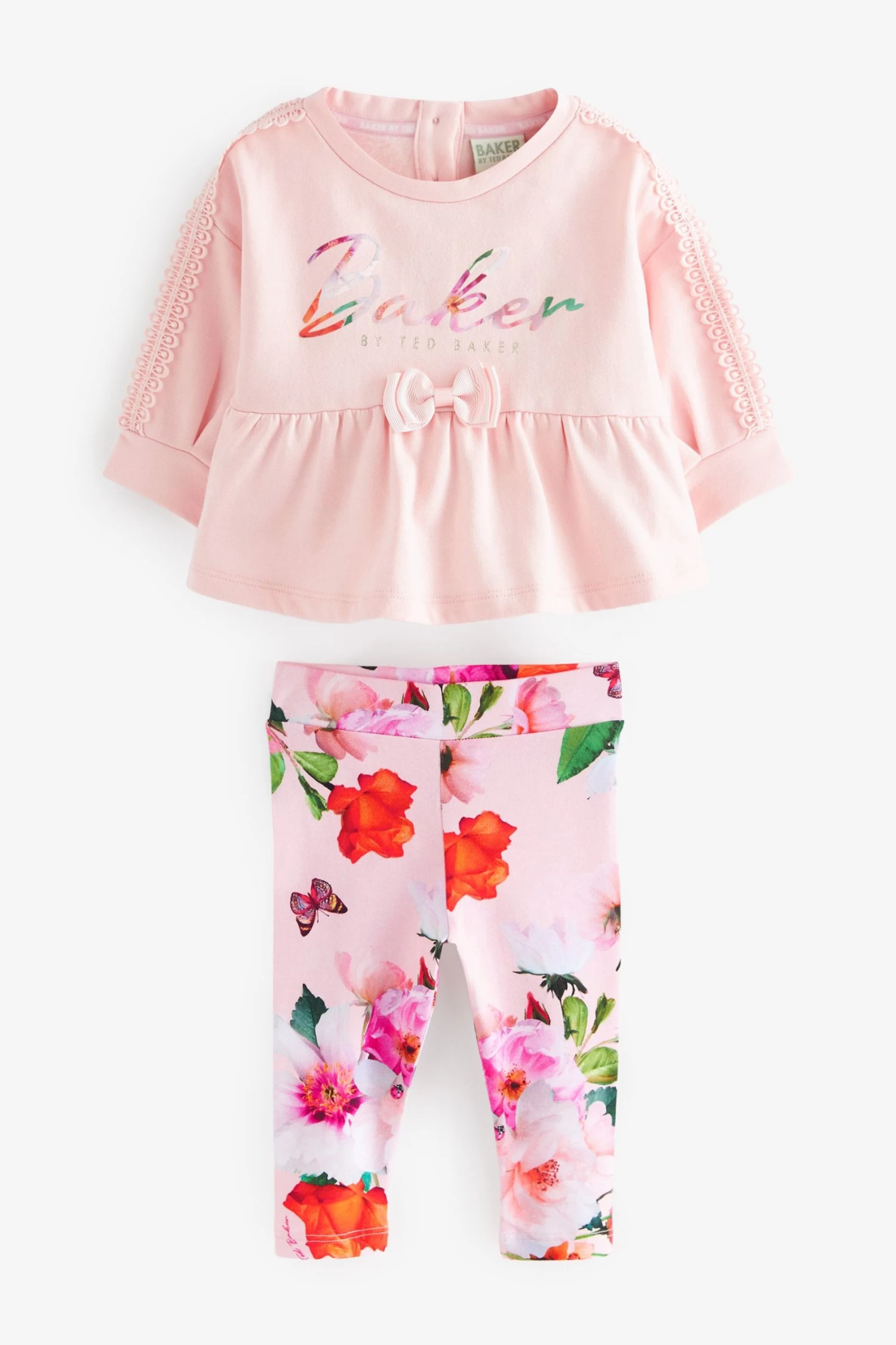 Baker By Ted Baker Pink Legging And Peplum Sweater Set