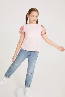 Baker By Ted Baker Pink Organza Sleeve T-Shirt