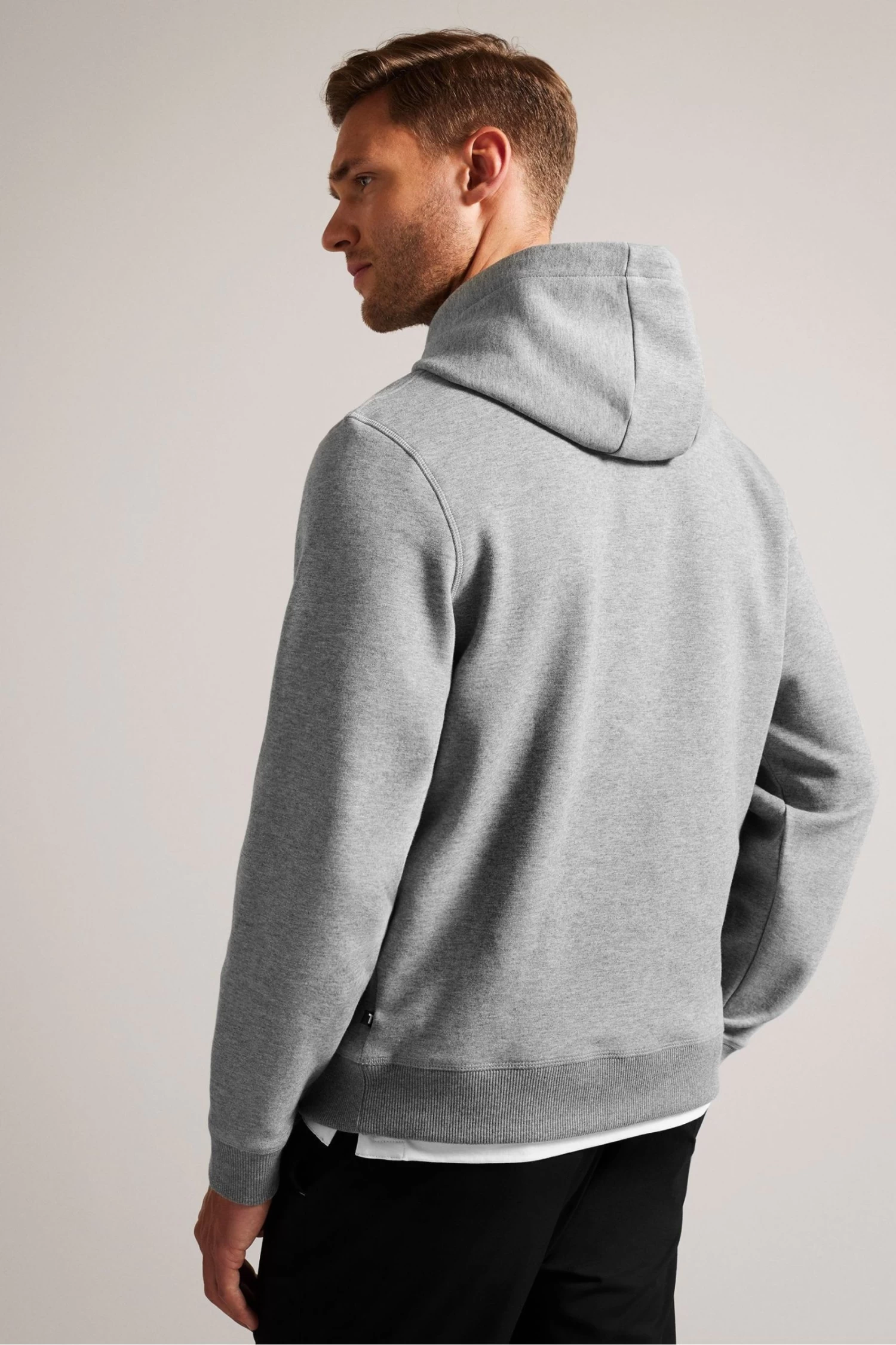 Ted Baker Grey Marl Mayall Long Sleeved Regular Hoodie With Embroidery - Image 2