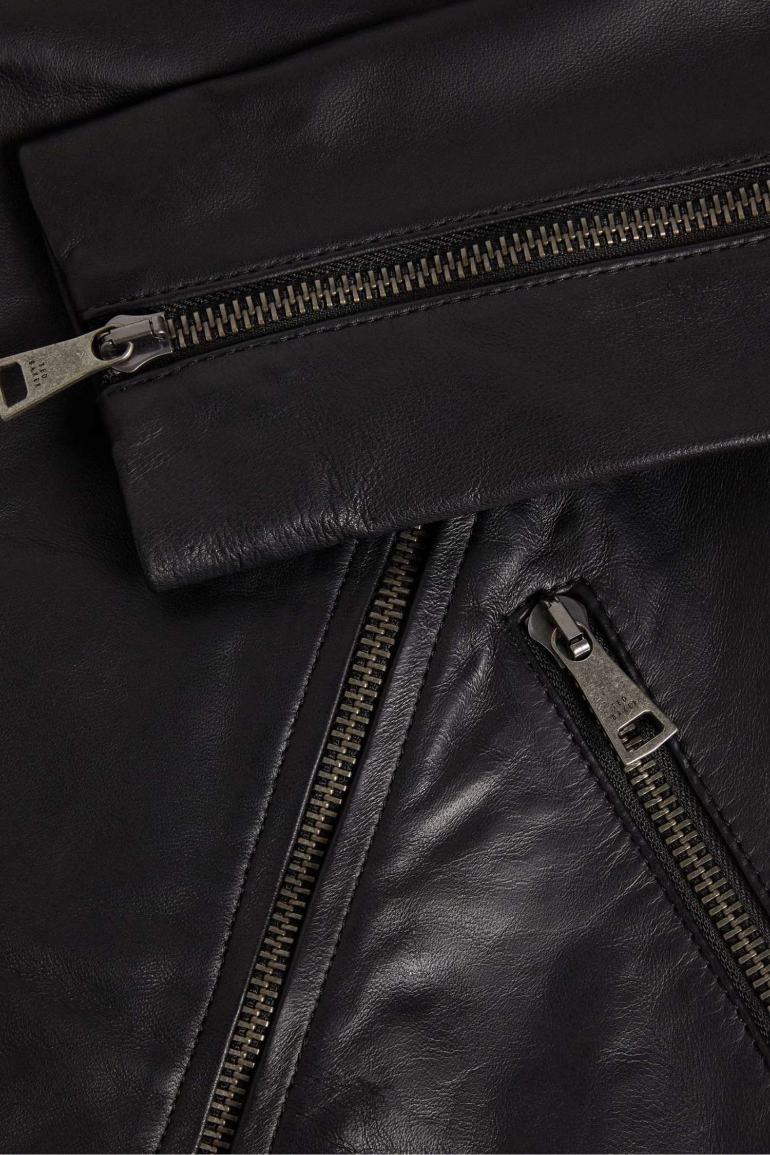 Ted Baker Ellaar Black Fitted Leather Biker Jacket - Image 5