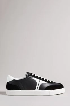Ted Baker Robbert Black Retro Suede Leather Mix Sneakers